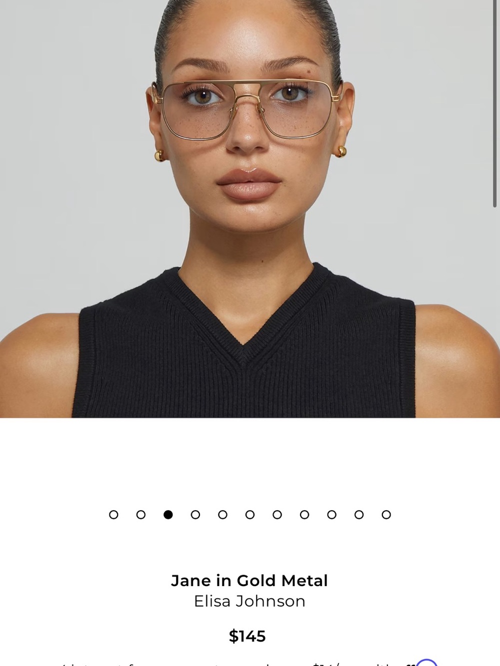 Elisa Johnson Jane Gold Metal Aviator Sunglasses - brand new with Box